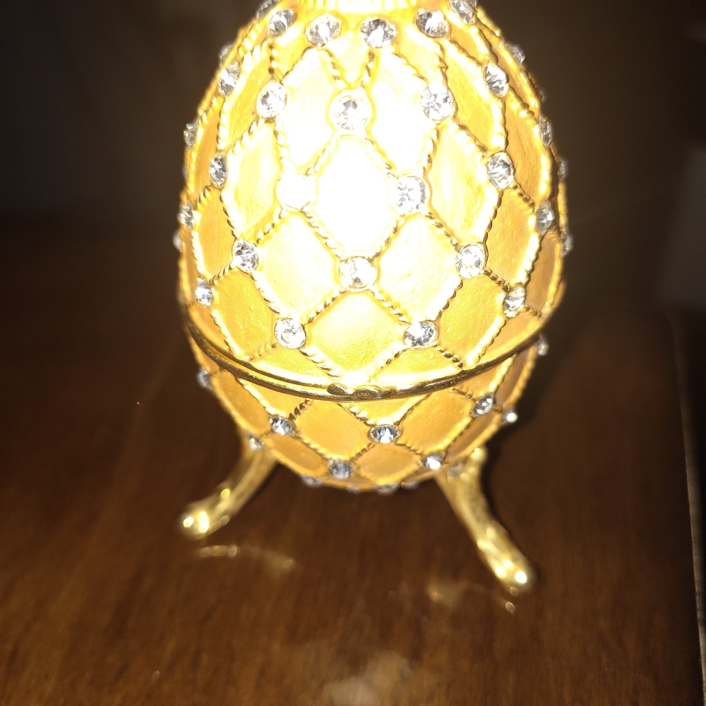 Gold Decorative Egg with Crystal Accents